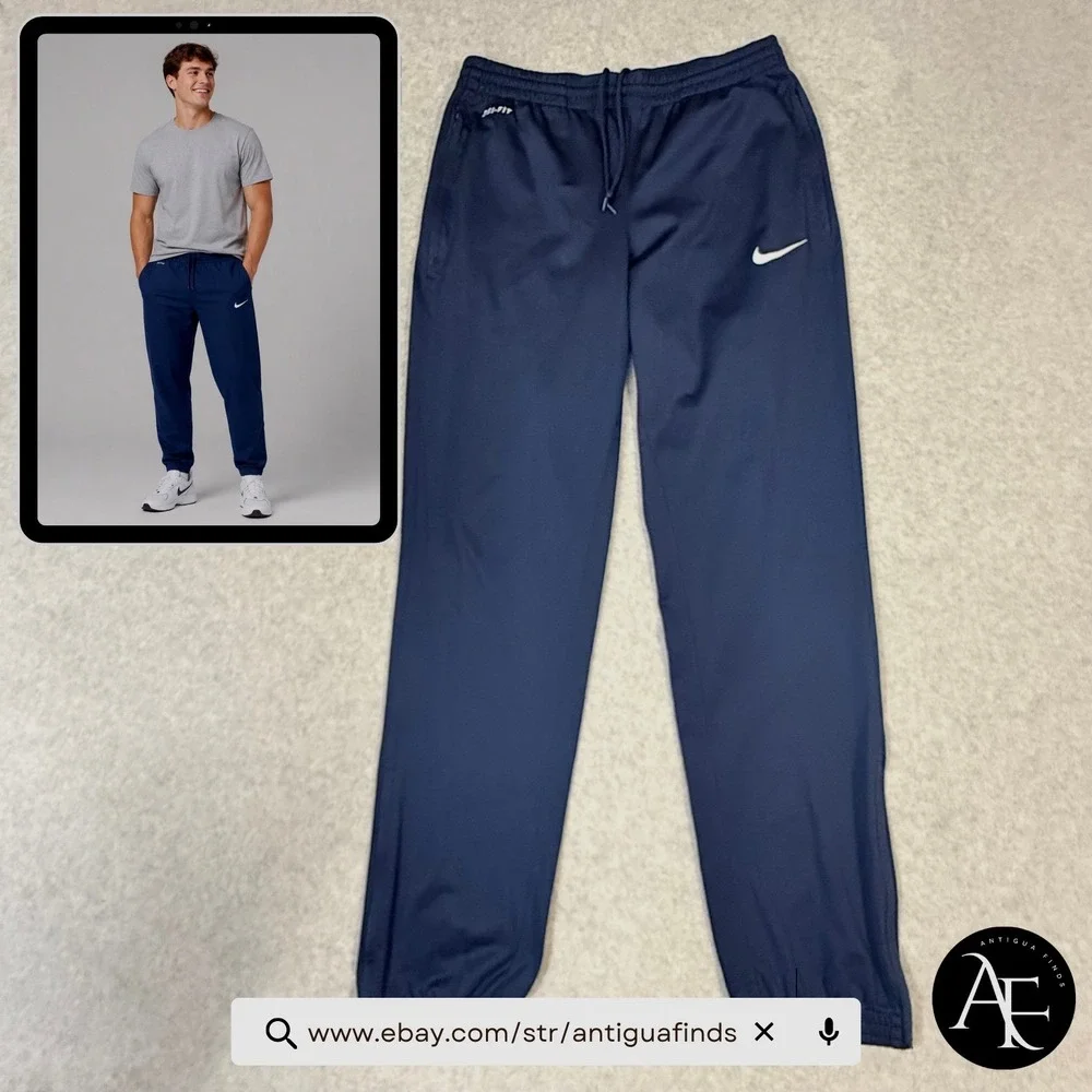Nike Dri-FIT Mens Navy Blue Track Pants Athletic Training Joggers Small